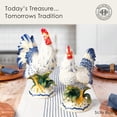 thumbnail image 3 of Fitz and Floyd Ceramic Rooster and Hen Figurine, Sicily Blue, Rooster 12.75-Inch and Hen 10.5-Inch C98, 3 of 3