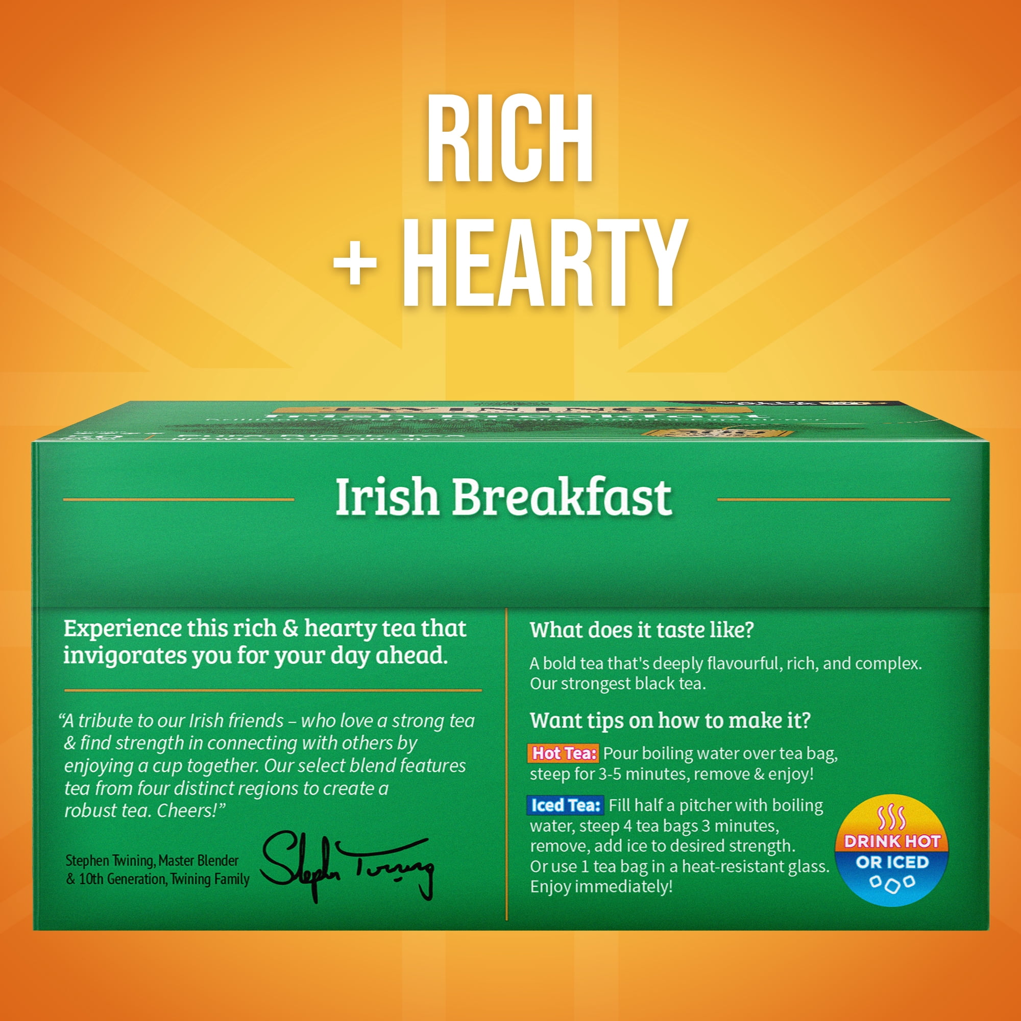 (4 pack) Twinings Irish Breakfast Robust Black Tea Bags, 50 Count Box