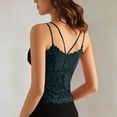 thumbnail image 5 of Huowey Women Tank Top Lace Camisole Solid Color Basic V-Neck Padded Sleeveless Spaghetti Strap Slim Fit Classic Summer Lightweight Soft Trendy Relaxed Casual Yoga Tunic Tops ,Dark Green,M, 5 of 7