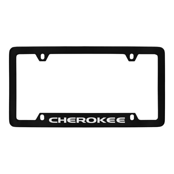 Jeep Cherokee wordmark Black Coated Zinc Metal License Plate Frame Holder 4 hole