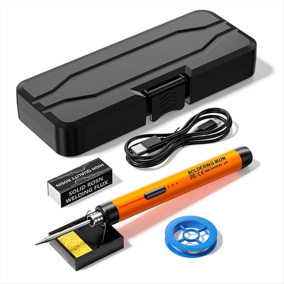Kit de Soldador Micro-USB de 5 V, con Batería Soldador Inalámbrico Máquina de Soldadura Eléctrica Portátil Pluma de Soldadura Naranja