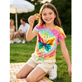 thumbnail image 4 of Lanbubble Girls Graphic T-Shirt Tie Dye Kids Short Sleeve Tee Shirt Tie Front Tops 7-12 Years, 4 of 9