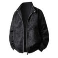 thumbnail image 1 of Ceisia Men's Casual Flip Collar Zipper Jacket with Pockets Oversized Contrast Hood Gift Outerwear, 1 of 6
