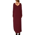 thumbnail image 2 of Women's Casual Loose Pocket Long Dress Long Sleeve Split Maxi Dresses, 2 of 2