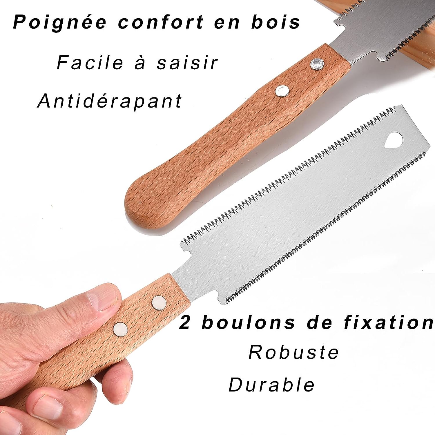 Scie Japonaise Manuelle XCDMJ - Lame Double Tranchant 14/17 TPI - Poignée Bois Pour Travail Précis