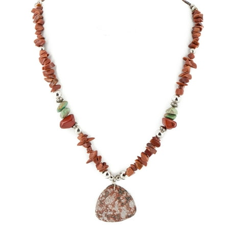 - 290 Retail Tag Authentic Made by Charlene Little Navajo .925 Sterling Silver Natural Turquoise Red Jasper Goldstone Native American Necklace