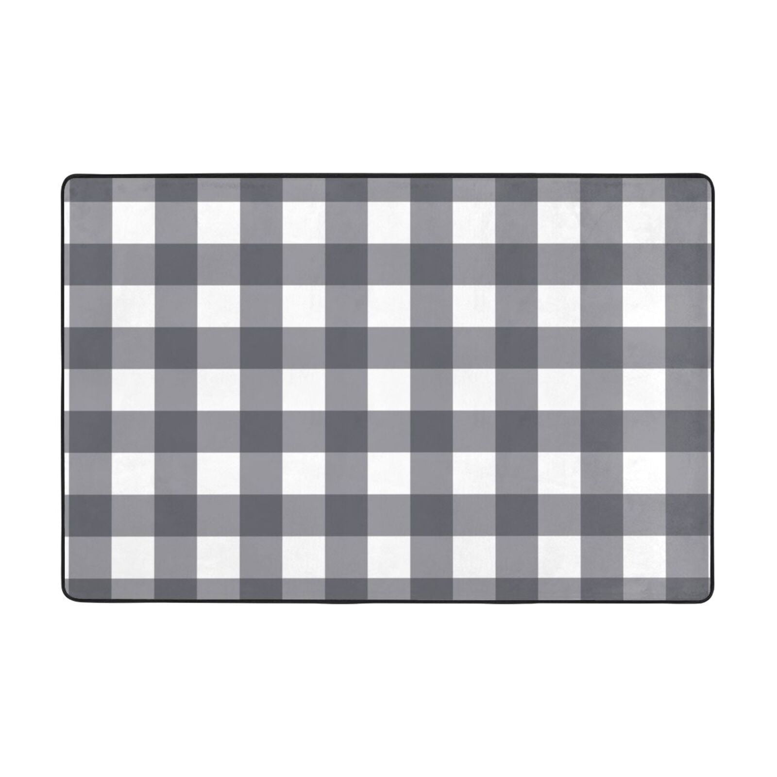 Bathroom Rug Non-Slip Mat, Super Soft Absorbent Bath Mat - Gray Gingham Print Flannel Non-Slip ...