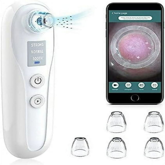 blackhead Remover Vacuum With Camera Usb Rechargeable Pore Led Display Tool 5 Replaceable Suction Probes And 3 Adjustable Power