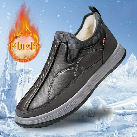 [Men's Slip-On Winter Boots] Men's Slip-On Winter Boots | Thermal Insulated Non-Slip PVC Sole | Easy Slip-On Closure Dad Boots for Snow Ice Everyday & Formal Use - Durable  - Comfort Footwear