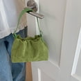 thumbnail image 5 of HUISZJ Faux Suede Shoulder Bag, Shoulder Bag with Adjustable Strap, Crossbody Bag Drawstring Top Handle Bag for Travel Winter Fall (Green), 5 of 10