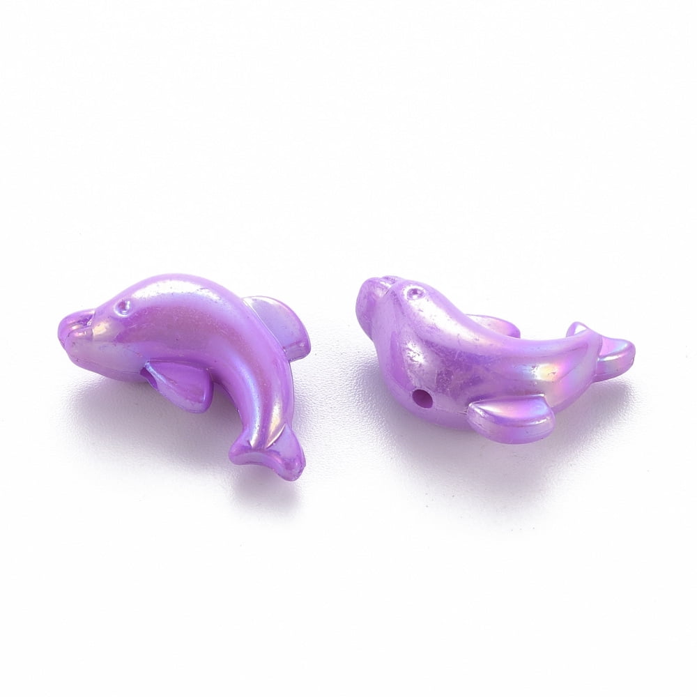 500g Opaque Acrylic Beads Dyed AB Color Dolphin Mixed Color 12x20x8mm Hole: 1.4mm 620pcs/500g