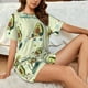 thumbnail image 4 of Fotbe Avocado for Exercise Conjunto de Pijama Estampado para Mujer, 2 Piezas, Ropa de Dormir con Camiseta de Manga Corta y Shorts Suaves-Medium, 4 of 6