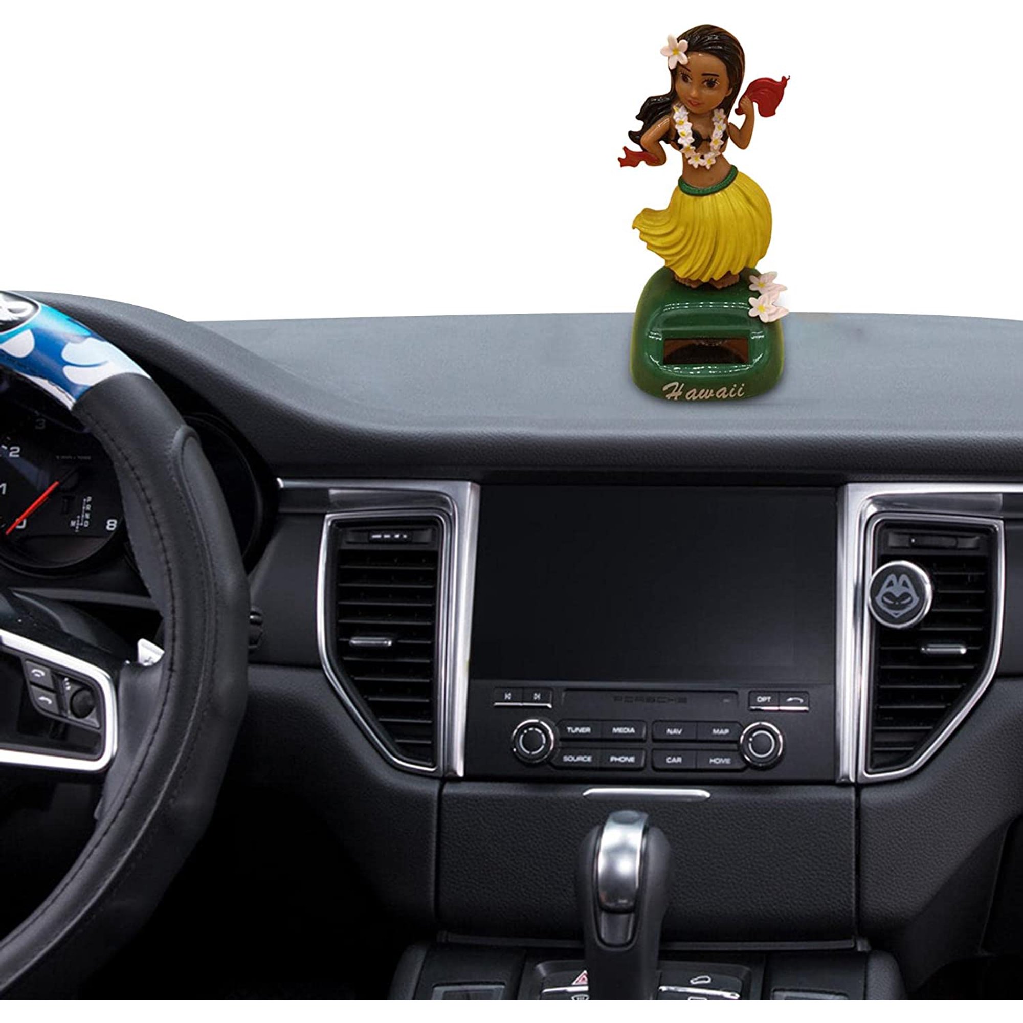 Figurine de Danse Hawaïenne Solaire, Jouet de Tableau de Bord de Voiture avec Panneau Solaire, Poupée à Tête Oscillante pour Chambre Ou Bureau Familial