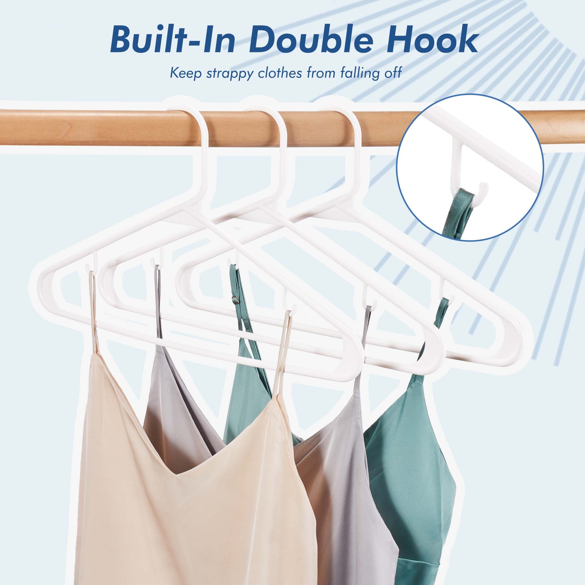 ACSTEP Plastic Clothes Hangers,100 Pack Standard Plastic Hangers,Non Slip Heavy Duty Hangers for Coats, Pants & Dress Clothes(White)