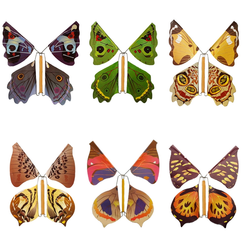 4Pcs Magic Props Fairy Flying in the Book Butterfly Rubber Wind Up Butterfly Toy 
