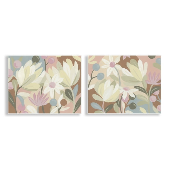 Stupell Industries Charming Muted Foliage Plants & Flowers Painting Unframed Art Print Wall Art, 14 x 11, Set of 2