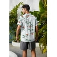thumbnail image 3 of Loose Hawaiian Shirt for Men Short Sleeve Casual Button Down Floral Shirts White With Palm Trees XL, 3 of 8
