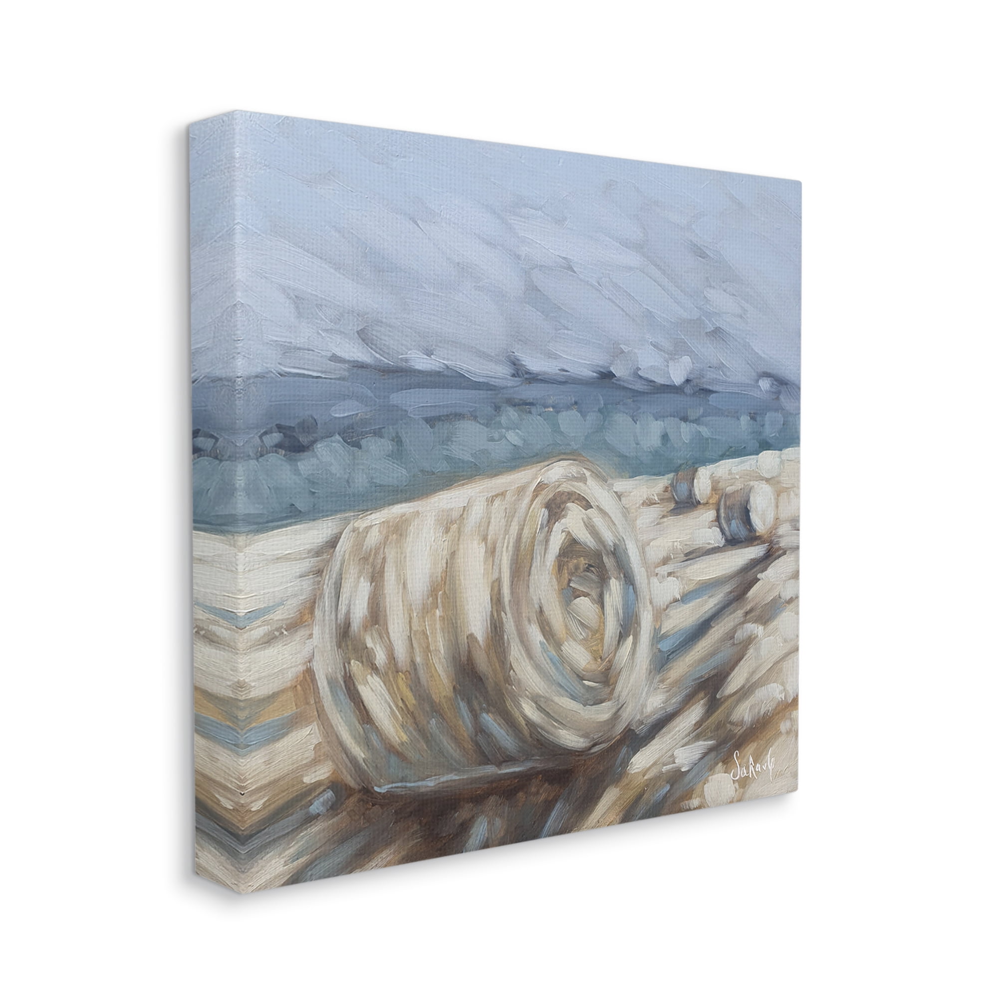 Stupell Hay Bales Rural Farm Field Landscape Painting Gallery Wrapped Canvas Print Wall Art