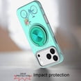 thumbnail image 3 of For iPhone 17 Pro Max Metal Diamond CD Pattern Design Matte Finished Hybrid with Rotational Ring [Car Mount Friendly] Case - Teal Bicycle with Flowers, 3 of 4