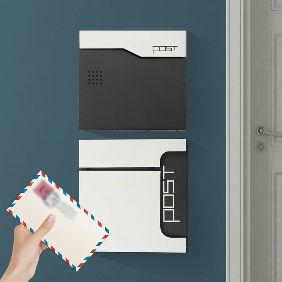 FETCOI Mailbox Mail Box Letter Mail Box Wall Mounted with Keys Outdoor Home Black