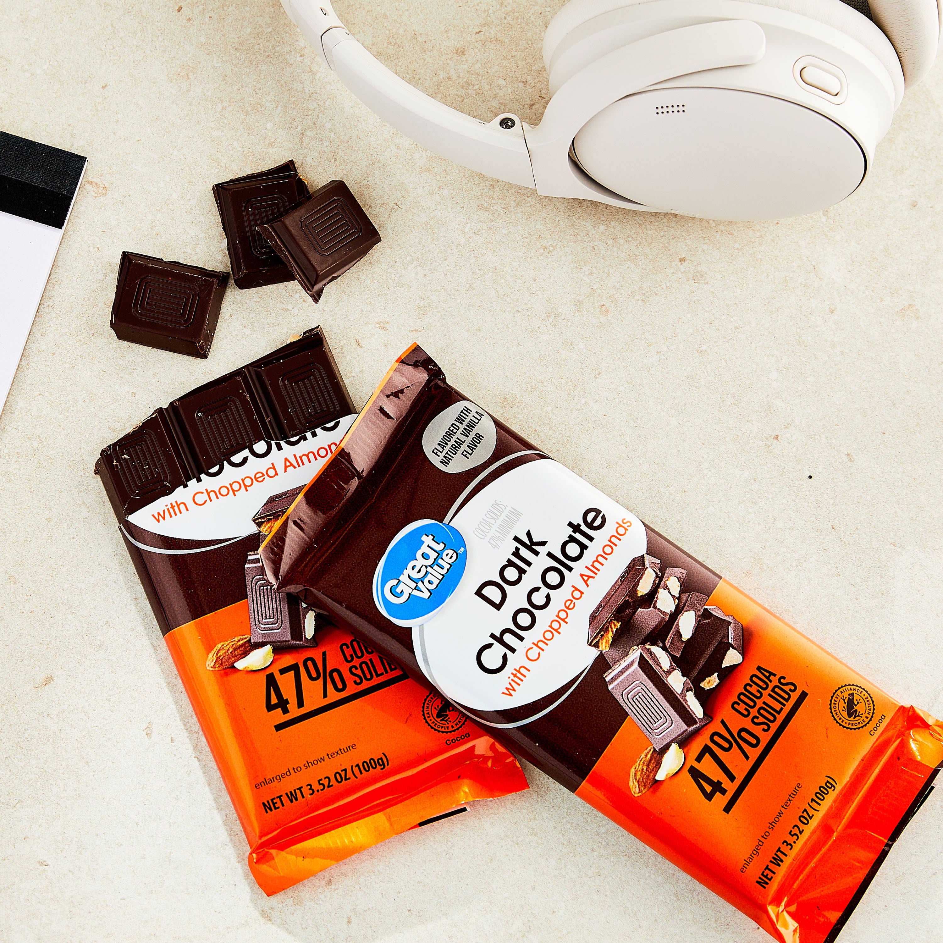 Great Value Dark Chocolate with Chopped Almond Bar, 3.52 oz