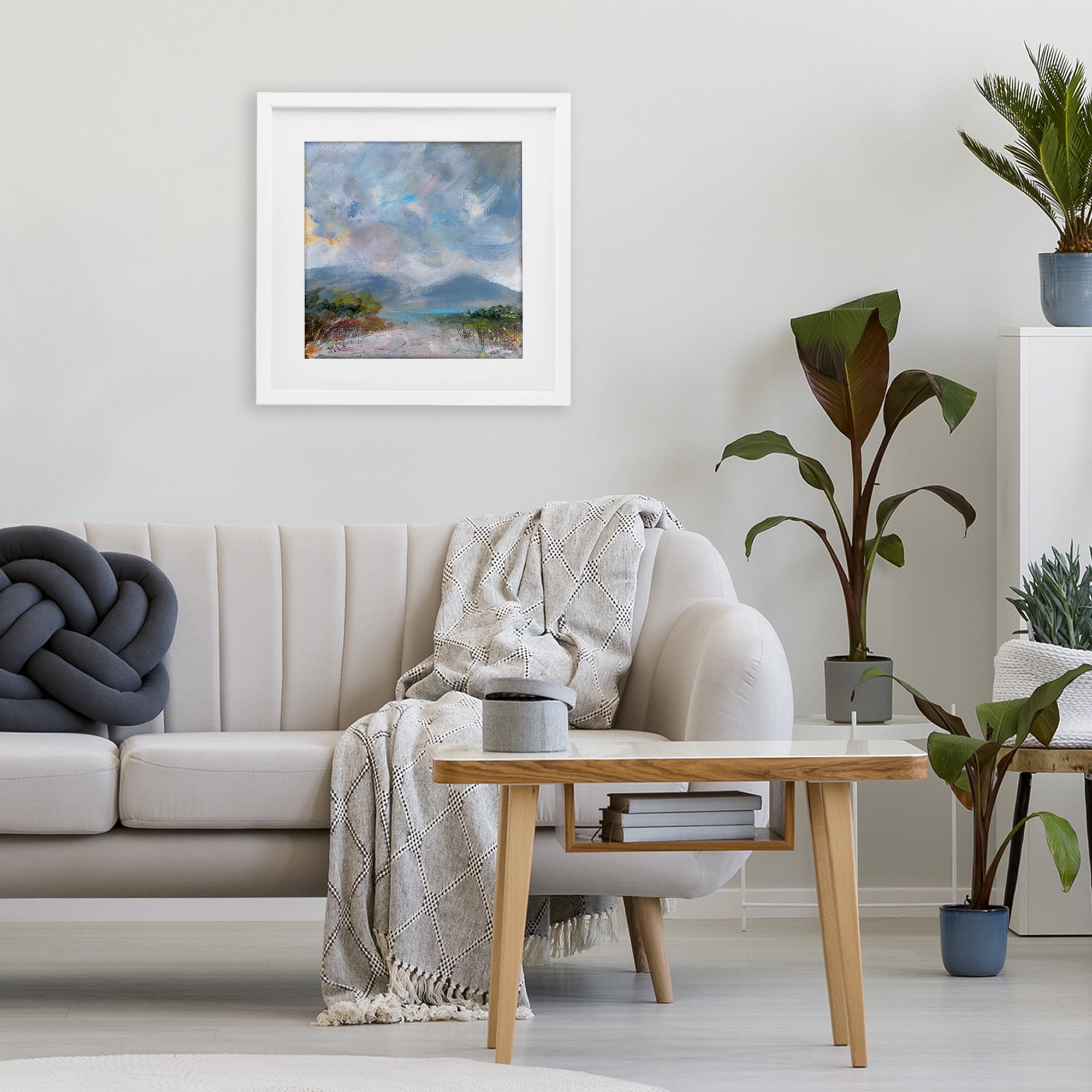 Stupell Industries Expressive Mountain Mists White Framed Print Under Glass, design by Leslie Birch