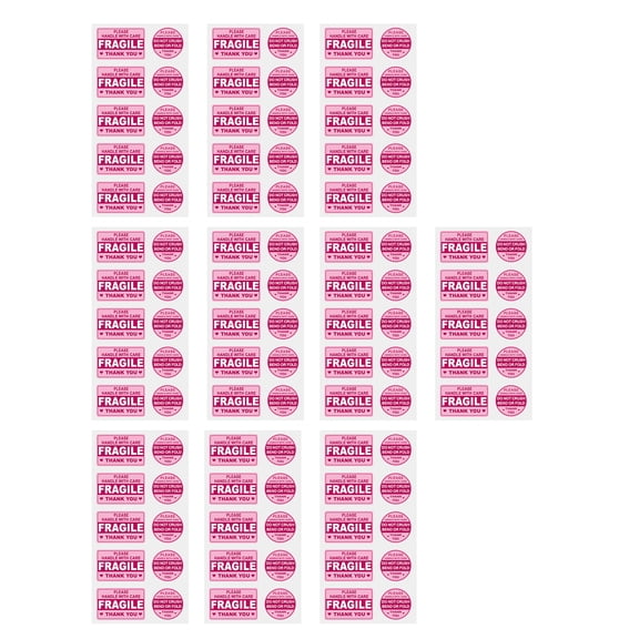 10 Sheets Fragile Sticker Handle With Care Sticker Fragile Warning Labels for Moving Storage and Shipping