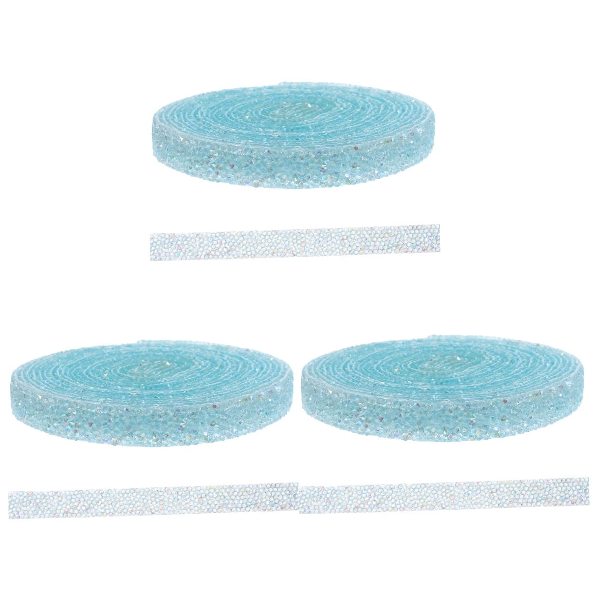 3 Rolls Sky Adhesive Rhinestone Tape, Drill Ribbon for Crafting, Decoration, Sparkling Embellishments
