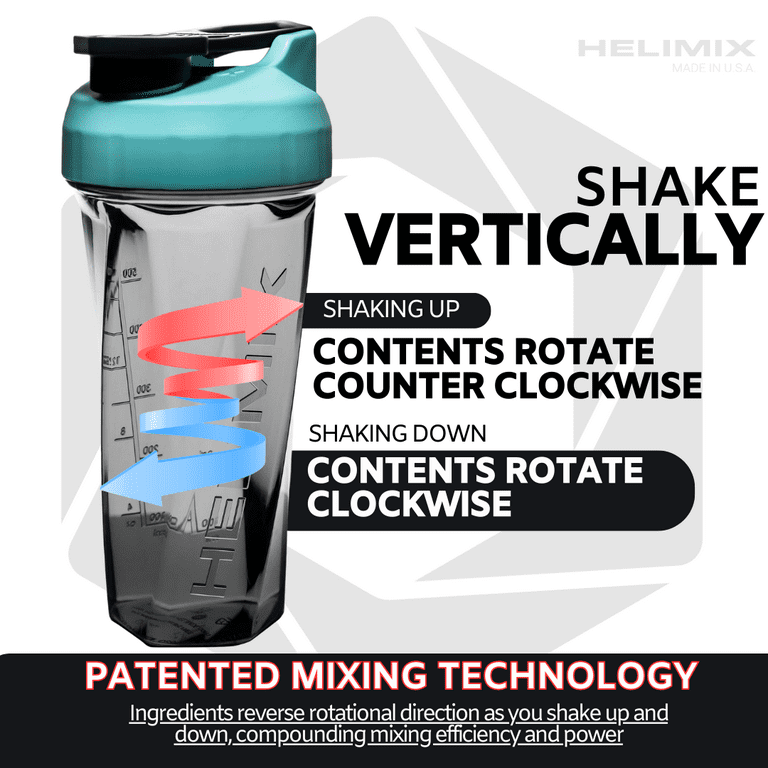 Helimix 2.0 Vortex Blender Shaker Bottle 28oz Capacity, No Blending Ball  or Whisk, USA Made, Portable Pre Workout Whey Protein Drink Shaker Cup, Mixes Cocktails Smoothies Shakes