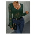 thumbnail image 4 of New Spring and Autumn Women's Solid Color Sexy Long Sleeve Jumpsuit (dark green,M), 4 of 7
