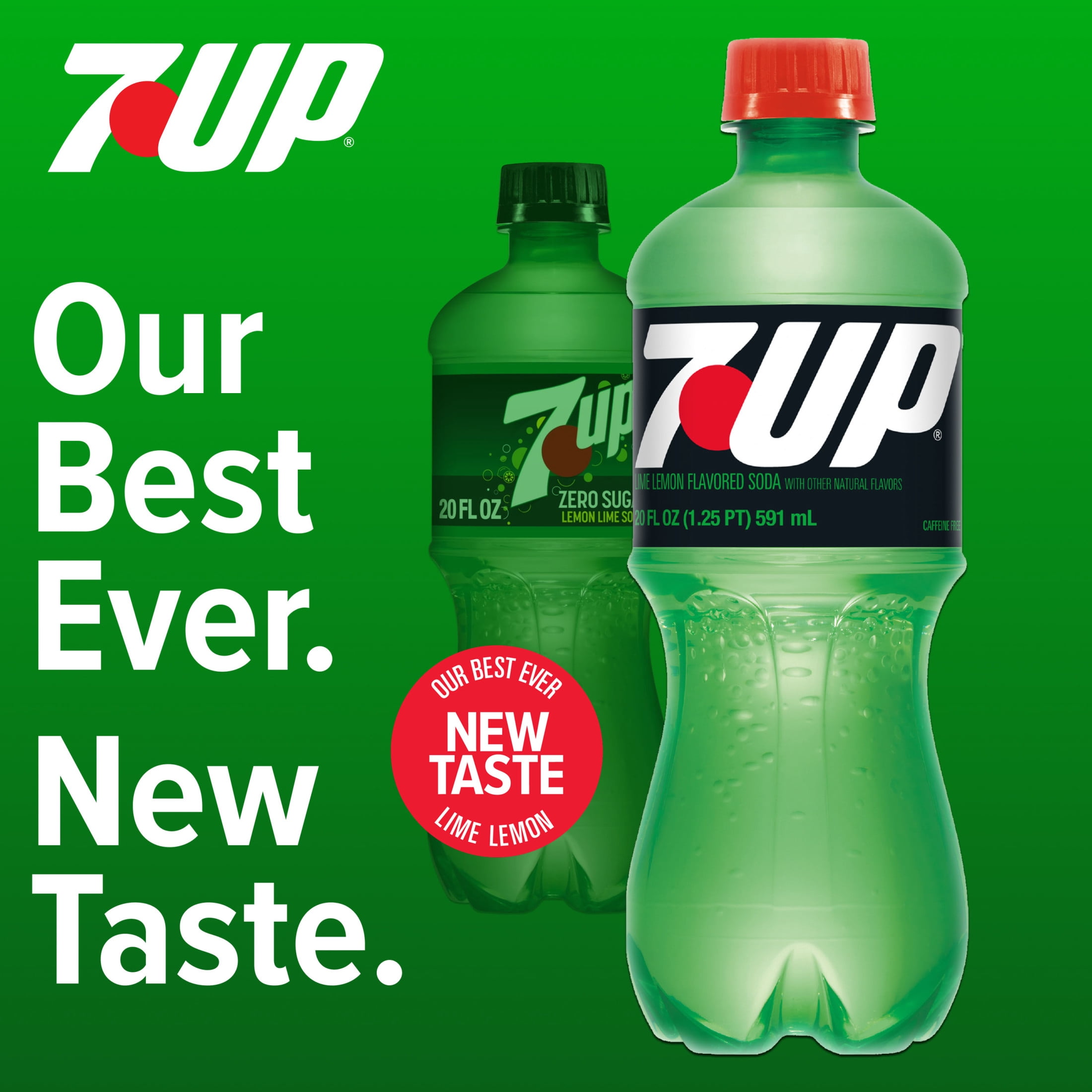 (5 pack) 7UP Caffeine Free Zero Sugar Lime Lemon Soda Pop, 20 fl oz, Bottle
