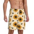 thumbnail image 2 of Fuzoiu Sunflowers And Bee Print Pajama Shorts for Men, Men's Pajama Bottoms,Mens Lounge Sleepwear,Pajama Pants with Pocket-Medium, 2 of 6