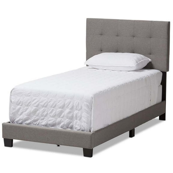 Bowery Hill Contemporary Upholstered Twin Panel Bed in Gray Fabric