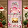 thumbnail image 3 of Pink Christmas Banner Snowman Pattern Winter Backdrop Gift Box Design Gold Stars Holiday Background for Christmas Party Home Decoration Winter Celebration, 3 of 9