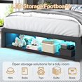 thumbnail image 6 of ChicZhiNest Queen Size LED Bed Frame with Fluted Upholstered Headboard, Charging Station, Linen Storage Platform Bed with 2 Drawers and Cabinet, Dark Grey, 6 of 9