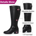 thumbnail image 5 of Love Steetly Women's Extra Wide Calf Knee High Boots, Vintage Faux Leather Double Buckle Block Heel Boots., 5 of 8