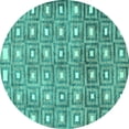 thumbnail image 1 of Ahgly Company Machine Washable Indoor Round Abstract Turquoise Blue Contemporary Area Rugs, 6' Round, 1 of 4