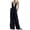 Black, variant on Women's Sleeveless Deep V Neck Color Block Jumpsuit，Contrast Side Stripe Wide Leg Romper with Side Pockets for Party Evening Wear