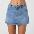 thumbnail image 5 of LNWUY Denim Mini Skirt for Women Low Rise Stretch Cowgirl Skirt Dark Wash Trendy Western Jean Skirts with Pockets Blue S, 5 of 6