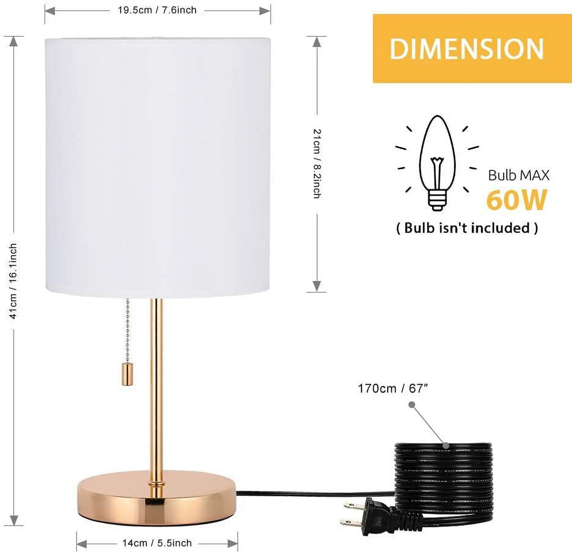 Oumilen Gold Modern Desk Lamp with Metal Base White Shade