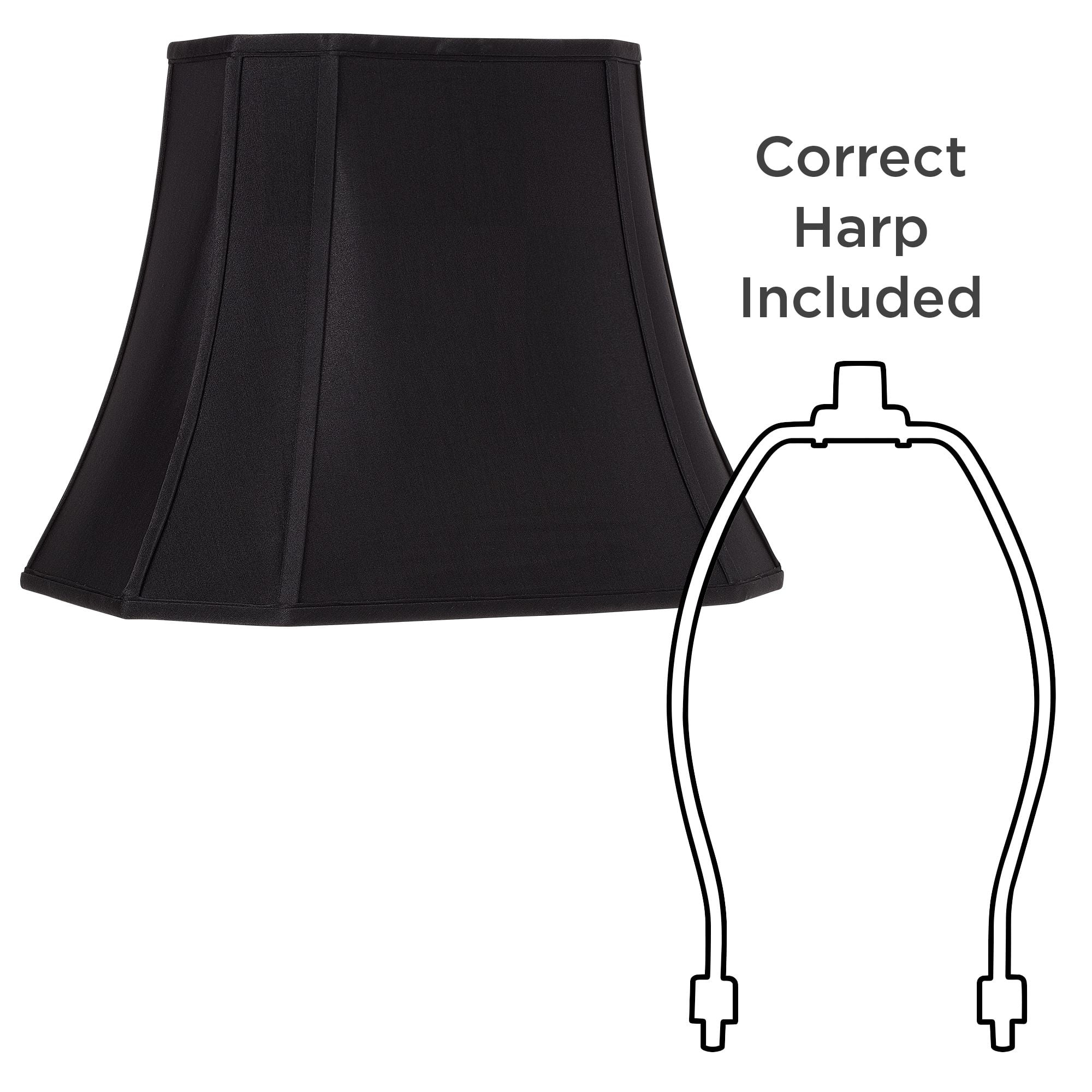 Springcrest Set of 2 Oblong Lamp Shades Black Medium 10" Wide x 7" Deep at Top 16" Wide x 12" Deep at Bottom 12.5" High Spider Harp Finial