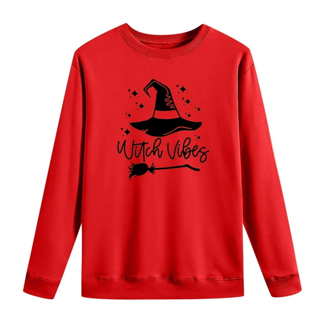 Nouveaux Hauts pour Femmes 2023 en Liquidation Mode Col Rond Décontracté Manches Longues Chandail Imprimé d'Halloween Hauts Blouse Costumes d'Halloween pour Femmes