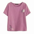 thumbnail image 5 of Bovemsi Short Sleeved T Shirt for Women In Summer 2025 Large Size Loose Fit Belly Covering Slimming and Versatile Top, Purple Women's Summer Short Sleeve T-Shirts, XL, 5 of 9