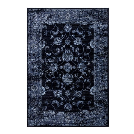 Traditional Rugs Blue Ladole Rugs Anatolia Collection Soft Traditional Durable and Comfortable Area Rug Carpet in Navy Blue, 2x3 (2' x 3'3