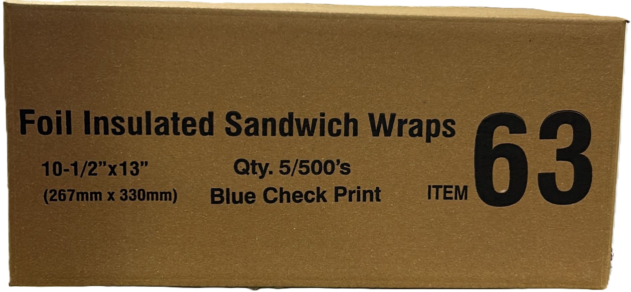 Insulated Cushion Foil Paper Sandwich Wrap, 10.5" x 13" Sheets, Blue Check Print, 2500 Count
