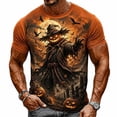 thumbnail image 4 of CONFREE Halloween Mens Short Sleeve Tshirts Crew Neck Spooky Pumpkin Ghost Graphic Lightweight Hallowmas T-Shirts for Men, 4 of 4