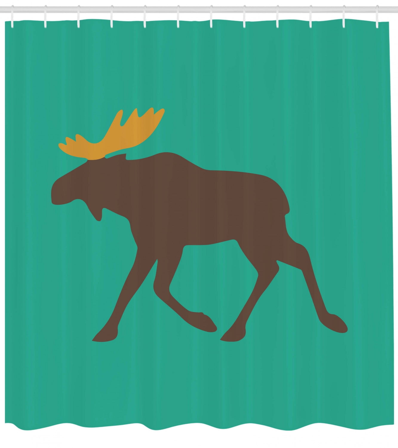 Moose Decor Shower Curtain Moose With Antlers Illustration Deer Family Cute Creature Artisan Design Fabric Bathroom Set With Hooks 69w X 75l Inches Long Turuquoise Brown By Ambesonne Walmart Com Walmart Com