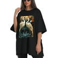 thumbnail image 4 of Plus Size Shirt for Women Black Tops for Women Oversized Short Sleeves Shirt for Women Swans T Shirt Crewneck Shirt for Women L, 4 of 5
