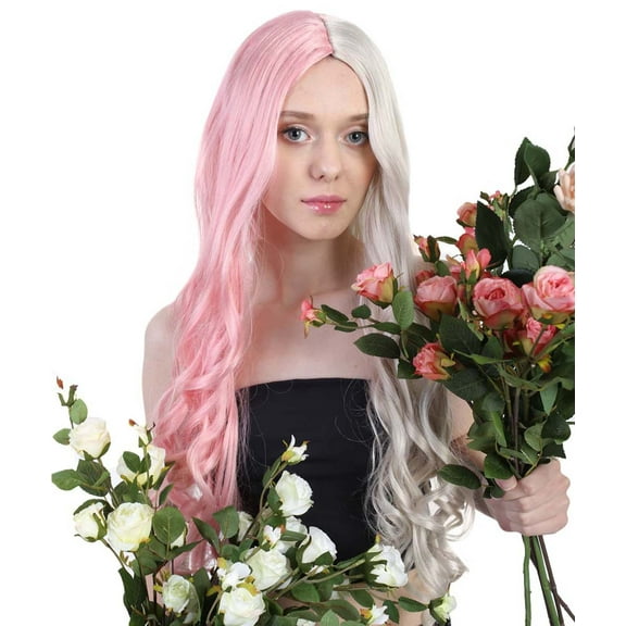 Super Long Women's Wig | Curly Half Light Pink and Blonde Wig | Premium Breathable Capless Cap
