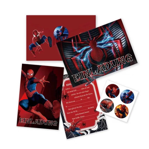 12 PCS Spider Birthday Invitation Cards with Envelopes, Spider Party Supplies for Birthday Decorations